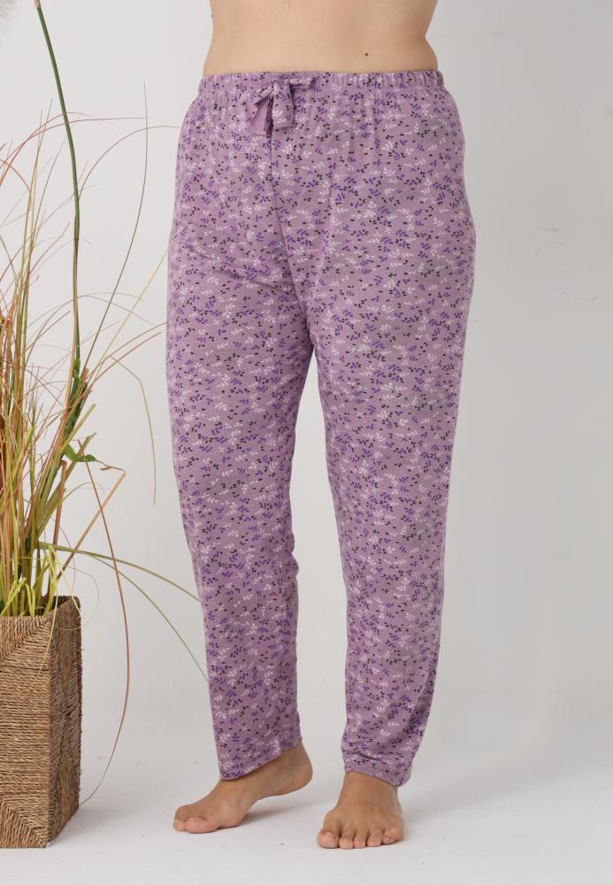 Pantaloni de Pijama Dama Lungi,Big Size,Culoare Mov cu Floricele,Engros